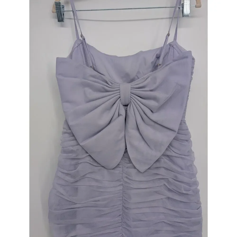NWT Anthropologie Hutch Ruched Tulle Bow Mini Dress Size 6 Lavender #NC431